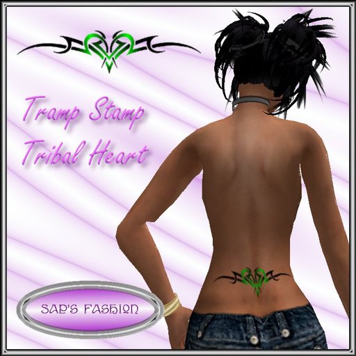 !!Sap's Fashion:Green Tribal Heart Tramp Stamp