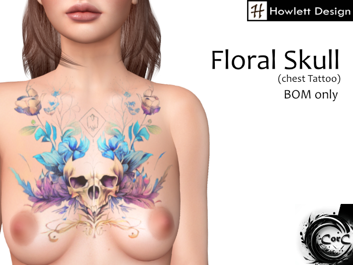 [HDesign] Floral Skull (Chest Tattoo)