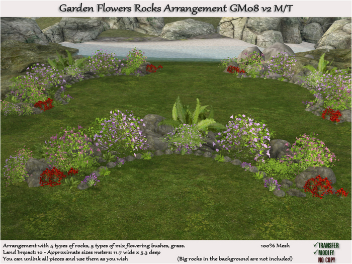 Flowers Plants Rocks Garden Arrangement GM08 M/T