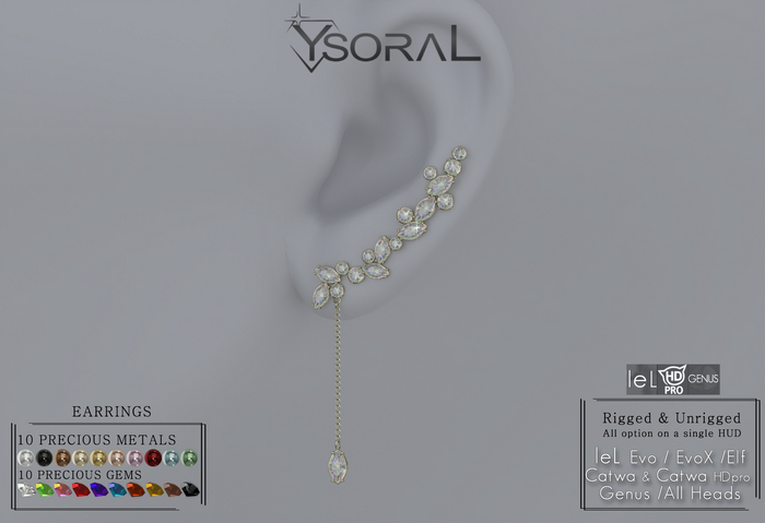~~ Ysoral ~~.:Luxe Earrings Laila :.(leL Evo / Evo X - Catwa & HDpro- Genus - Unrigged) 