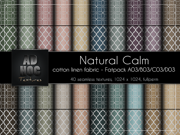 AD HOC - NATURAL CALM - Fatpack A03-B03-C03-D03 - Cotton Linen Fabric (modern pattern)