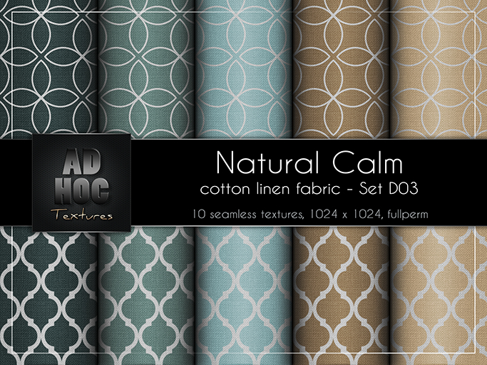 AD HOC - NATURAL CALM - Set D03 - Cotton Linen Fabric (modern pattern)