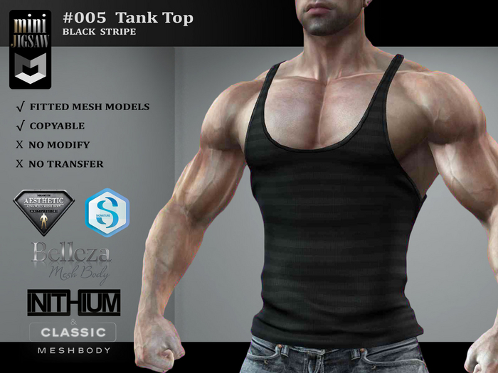 [ mJ ] #005 Striped Tank Top - Green Stripe
