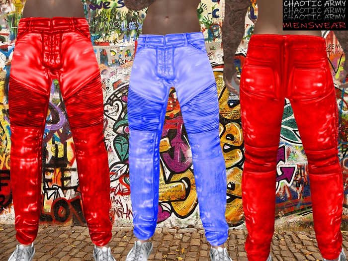 SALE CHAOTIC ARMY - Blue & Red Vinyl Trousers Pants Set for BELLEZA JAKE 