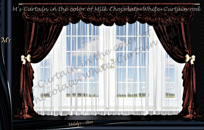 M's-Curtain in the color of Milk Chocolate+White+Curtain rod
