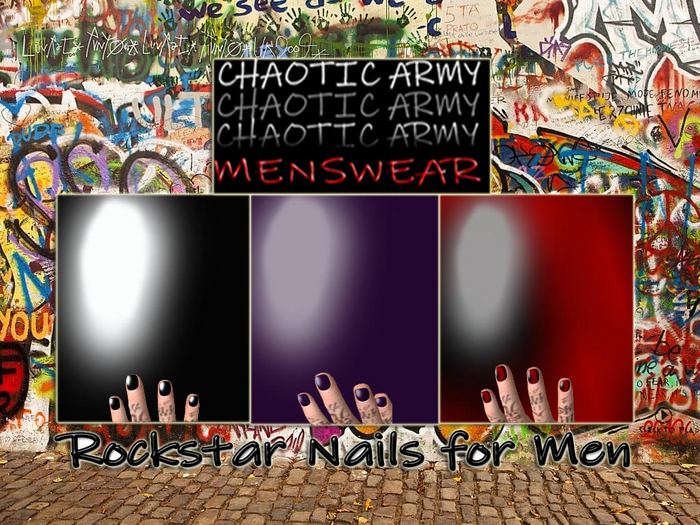 CHAOTIC ARMY - Rockstar Nails for Men in Black, Purple, Red & Black Nails Applier for Belleza Jake 