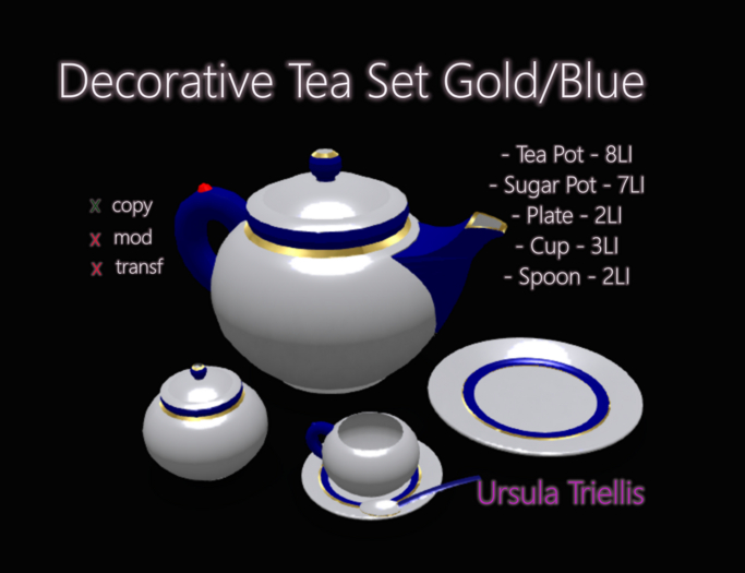 6744 Mesh Tea set Gold/Blue 24LI