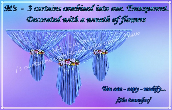 M's - Curtain - /3 curtains combined into one/ - Blue