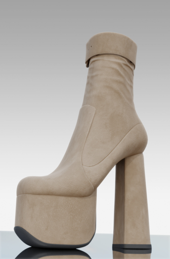 [HUNTT] - Alaia Belted Boot - Cream
