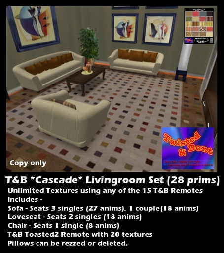 T&B Texture Changing Cascade Sofa Livingroom Set