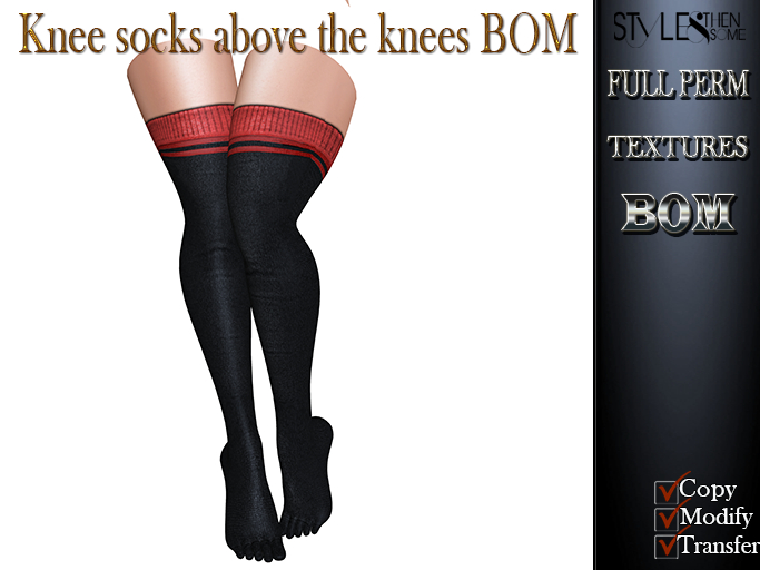 STYLES-Knee socks above the knees BOM FULL PERM Black/Red