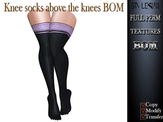 STYLES-Knee socks above the knees BOM FULL PERM Black/lilac