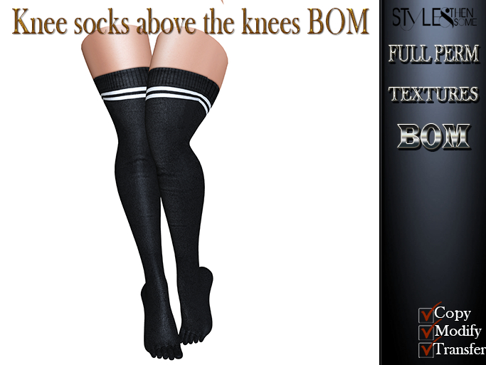 STYLES-Knee socks above the knees BOM FULL PERM Black/White