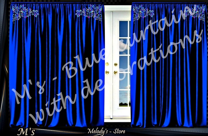 M's - Blue curtain with decorations