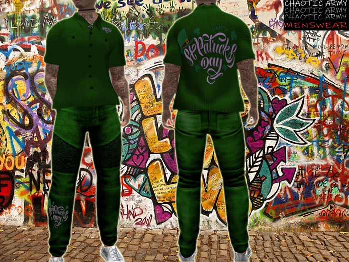 CHAOTIC ARMY - St Paddys (St. Patricks) Day Green JEANS Set for Belleza Jake