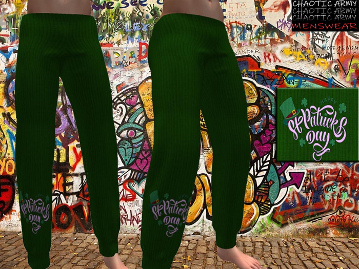 CHAOTIC ARMY - St Paddys (St. Patricks) Day Joggers Sweat Pants - for Belleza Jake