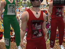 CHAOTIC ARMY - Manga Tank Top & Joggers Set in Red, Green - Belleza Jake