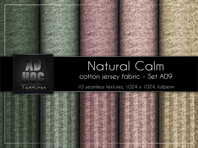 AD HOC - NATURAL CALM - Set A09 - Cotton Jersey Fabric (solids & stripes)