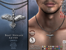**RE** Beast Necklace Raven RLV - OpenCollar - Whim Ready
