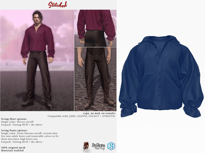 (Stitched) Irving Relaxed Shirt - Blue