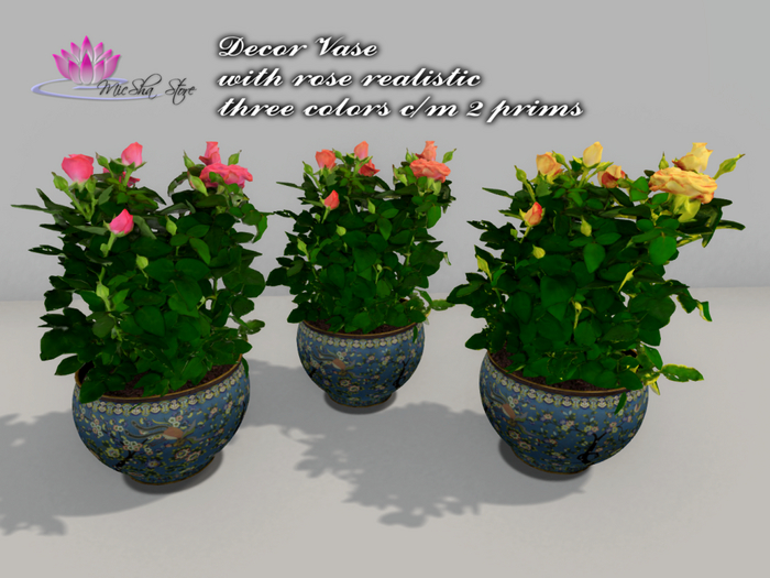 MICSHA-DECOR VASE ROSE REALISTIC