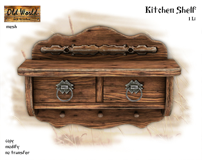 Wooden Kitchen Shelf - Old World - Medieval / Rustic