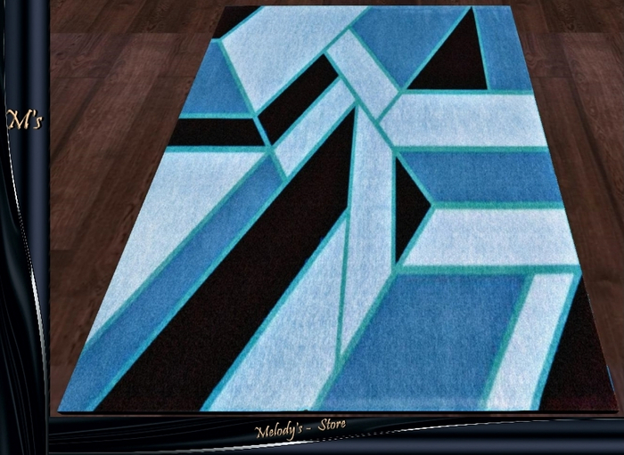 M's-Carpet-/Rug/ - blue and black - with a geometric pattern