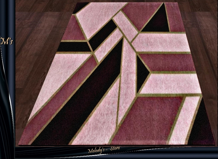 M's-Carpet-/Rug/ - pink and black - with a geometric pattern