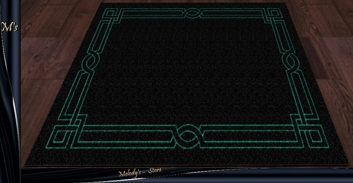 M's-Carpet-/Rug/ - black - with a green ornament