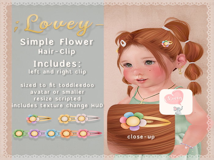 ;Lovey- Simple Flower Hair-Clips