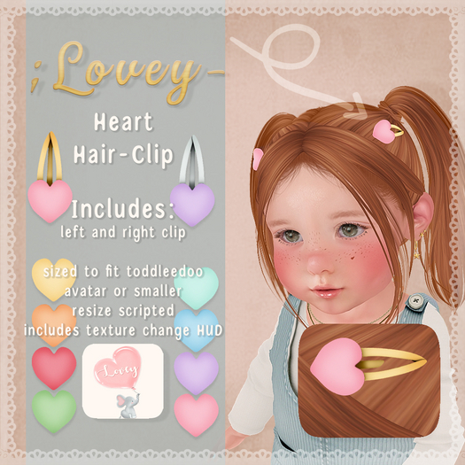 ;Lovey- Heart Hair-Clips