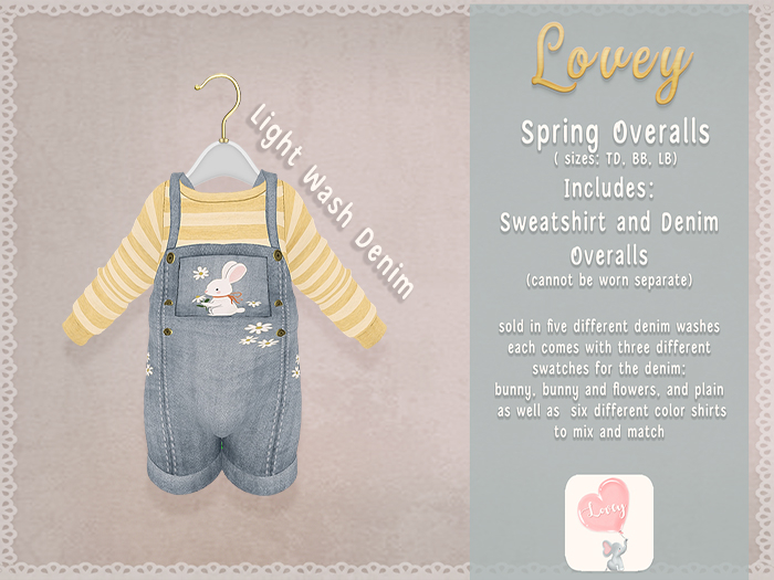 ;Lovey- Spring Overalls - Light Wash