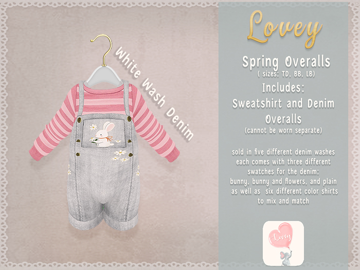 ;Lovey- Spring Overalls - White Wash