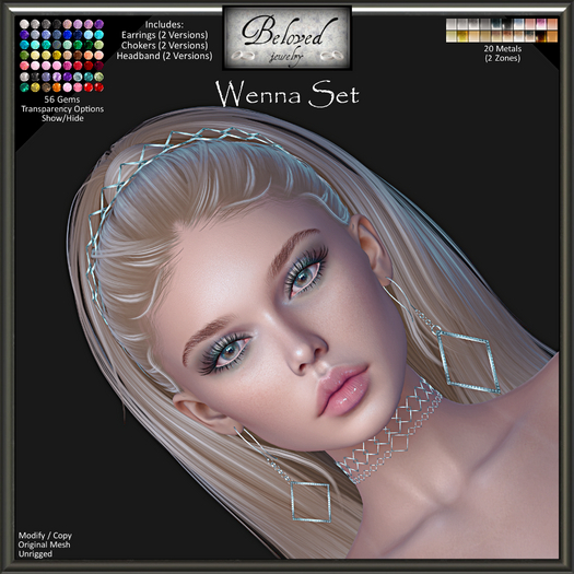 Beloved Jewelry : Wenna Set (Texture Change) Earrings, Chokers, Headband Tiara Hair Accessory
