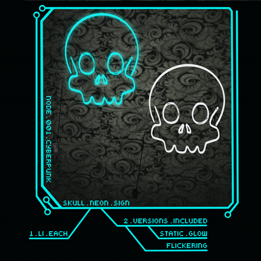 NODE001 // Skull Neon Sign