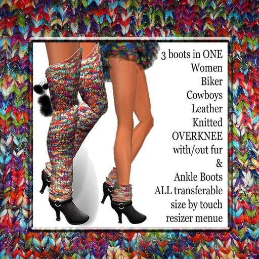 EXTRAVAGANT knitted biker ankle boots & OVERKNEE BOOTS colorful