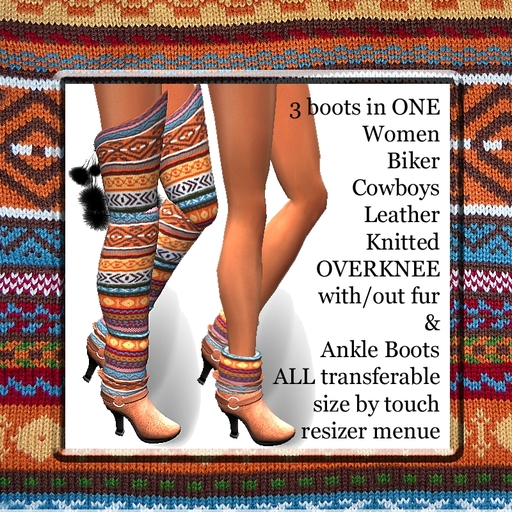 EXTRAVAGANT knitted biker ankle boots & OVERKNEE BOOTS orange