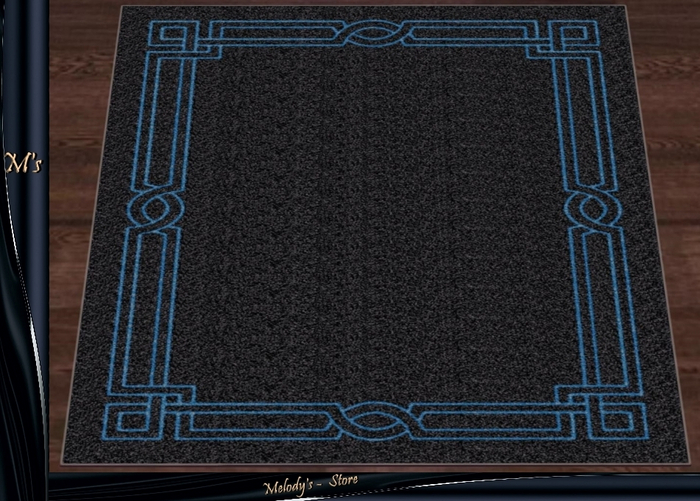 M's-Carpet-Rug - gray- with a blue   ornament