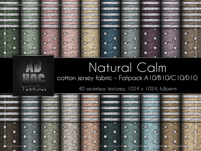 AD HOC - NATURAL CALM - Fatpack A10-B10-C10-D10 - Cotton Jersey Fabric (dots & stripes)