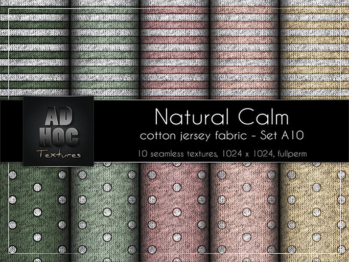 AD HOC - NATURAL CALM - Set A10 - Cotton Jersey Fabric (stripes & polka dots)