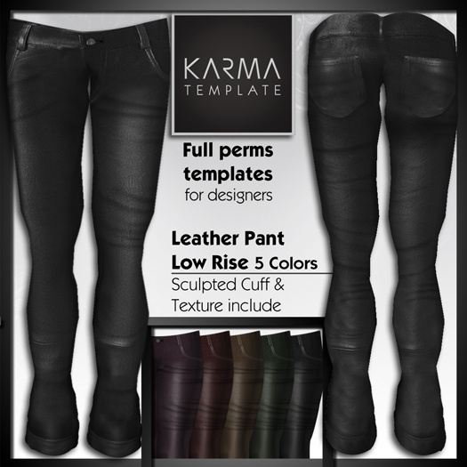 Karma Template - TGA - Unisex Leather Pant Realistic Low Rise 5 Colors Full Permissions