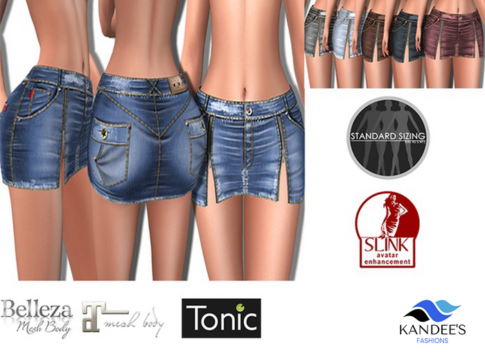 Denim Slit Mini Skirt + Hud 6 Textures v2
