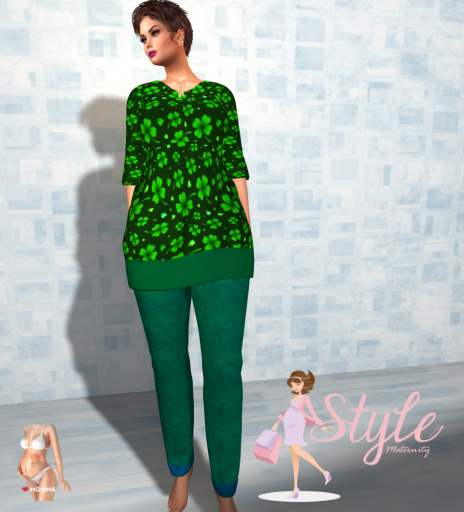 Style Maternity Jeans and long Top St. Patricks Day Green Set