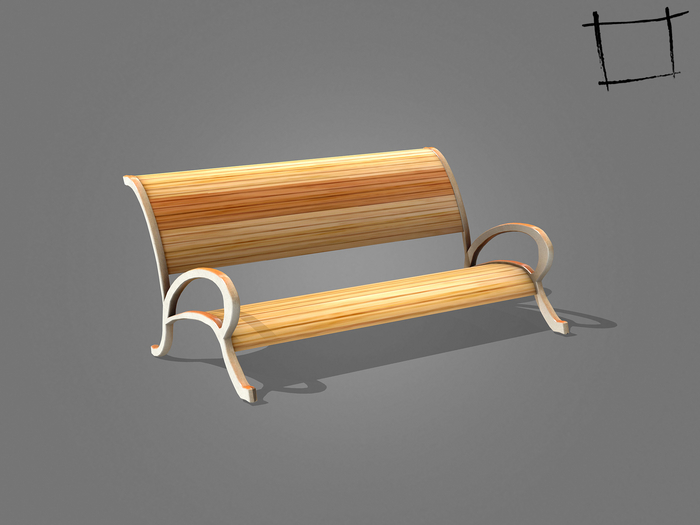 Full Perm Mesh 1LI Modern Curved Wooden Garden Park Bench Lounge Seat