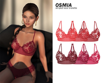 OSMIA - Dakota Striped Lace Bralette [Red Rose Pack]