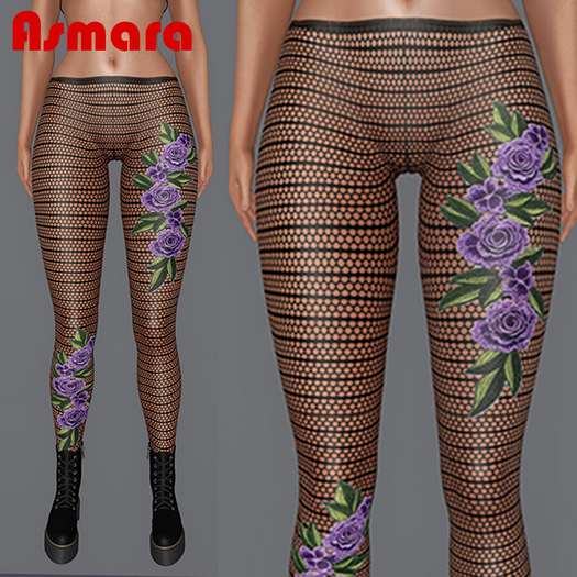 Pantyhose - Embroidery Purple