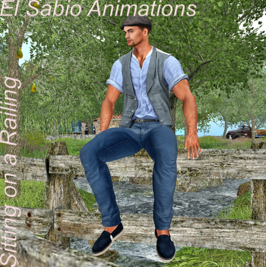 Sitting on a railing pose package