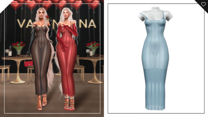 sims 4 silk dress DINO] Power Puff Silk Dress