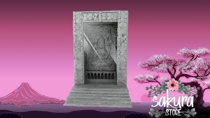 STONE ROCK GREY  BUDDHA WITH GLASS