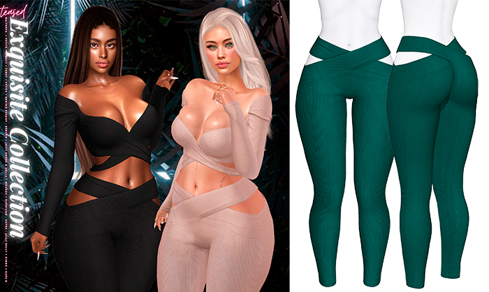 Teased - Exquisite Crossover Leggings Emerald *Updated* for LaraX